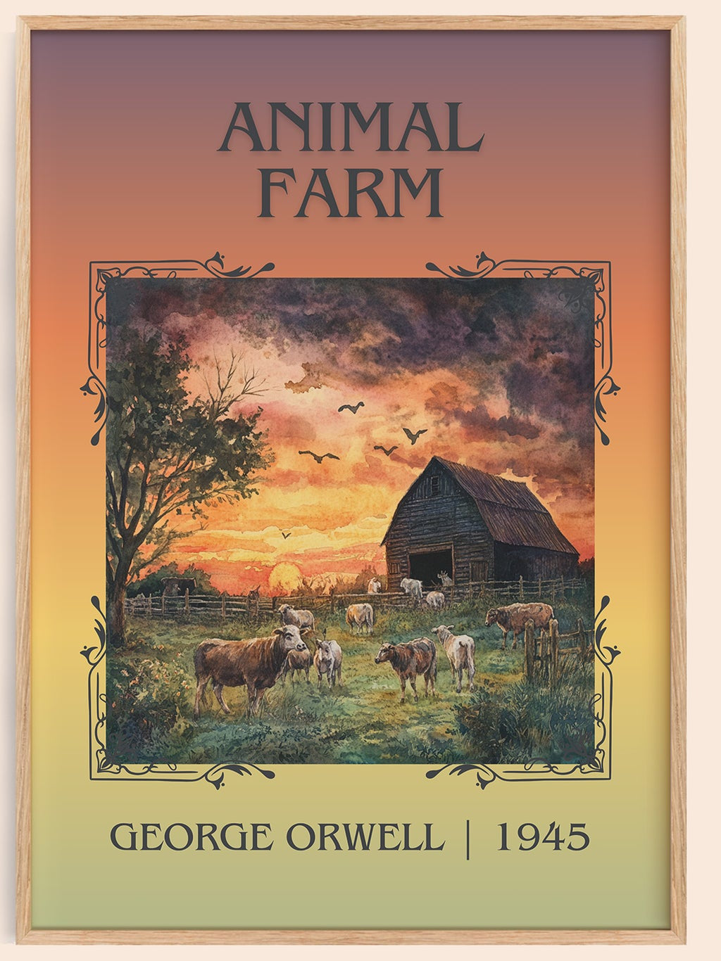 Animal Farm classic book art book poster by George Orwell – framed literary art print
