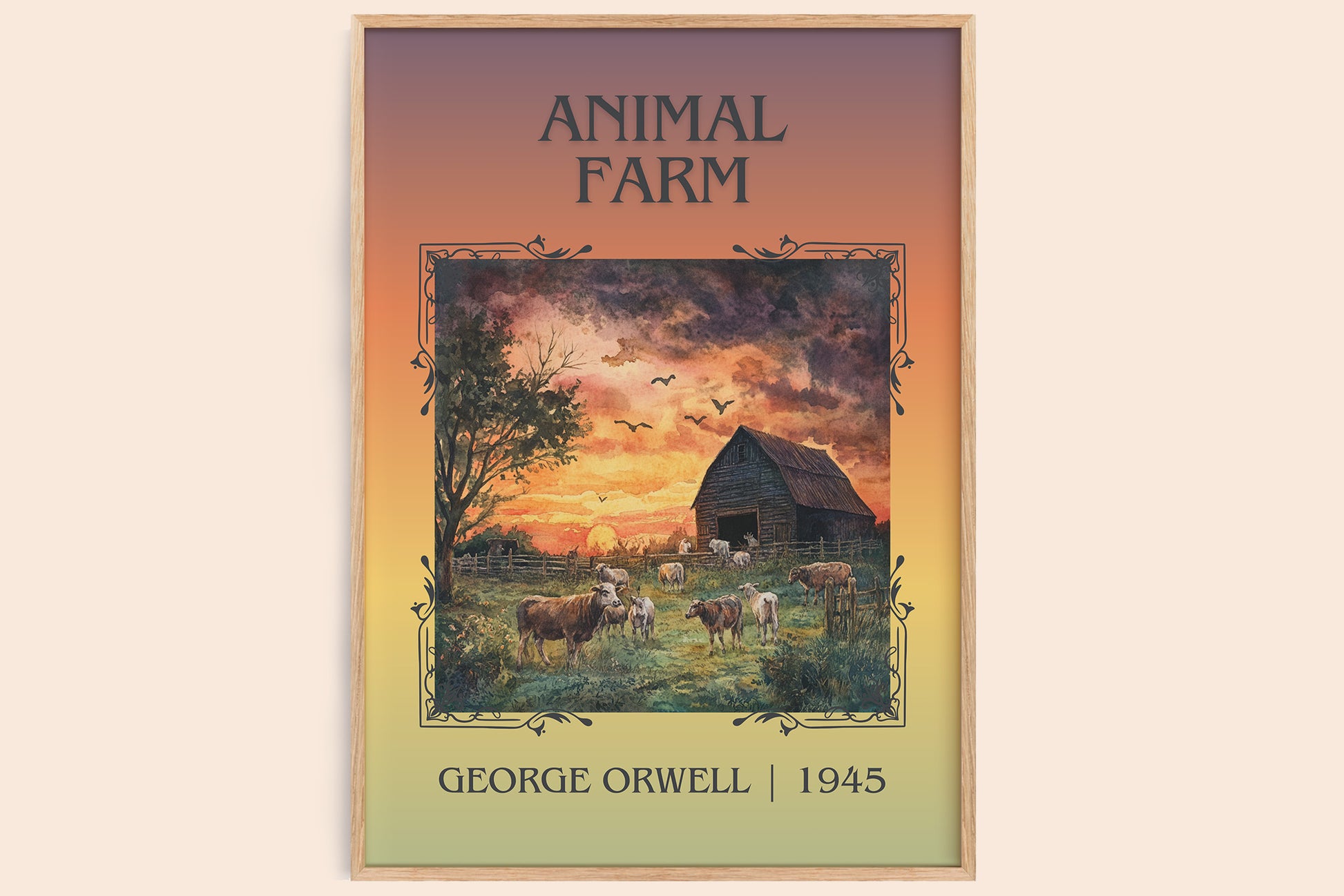 Animal Farm classic book art book poster by George Orwell – framed literary art print