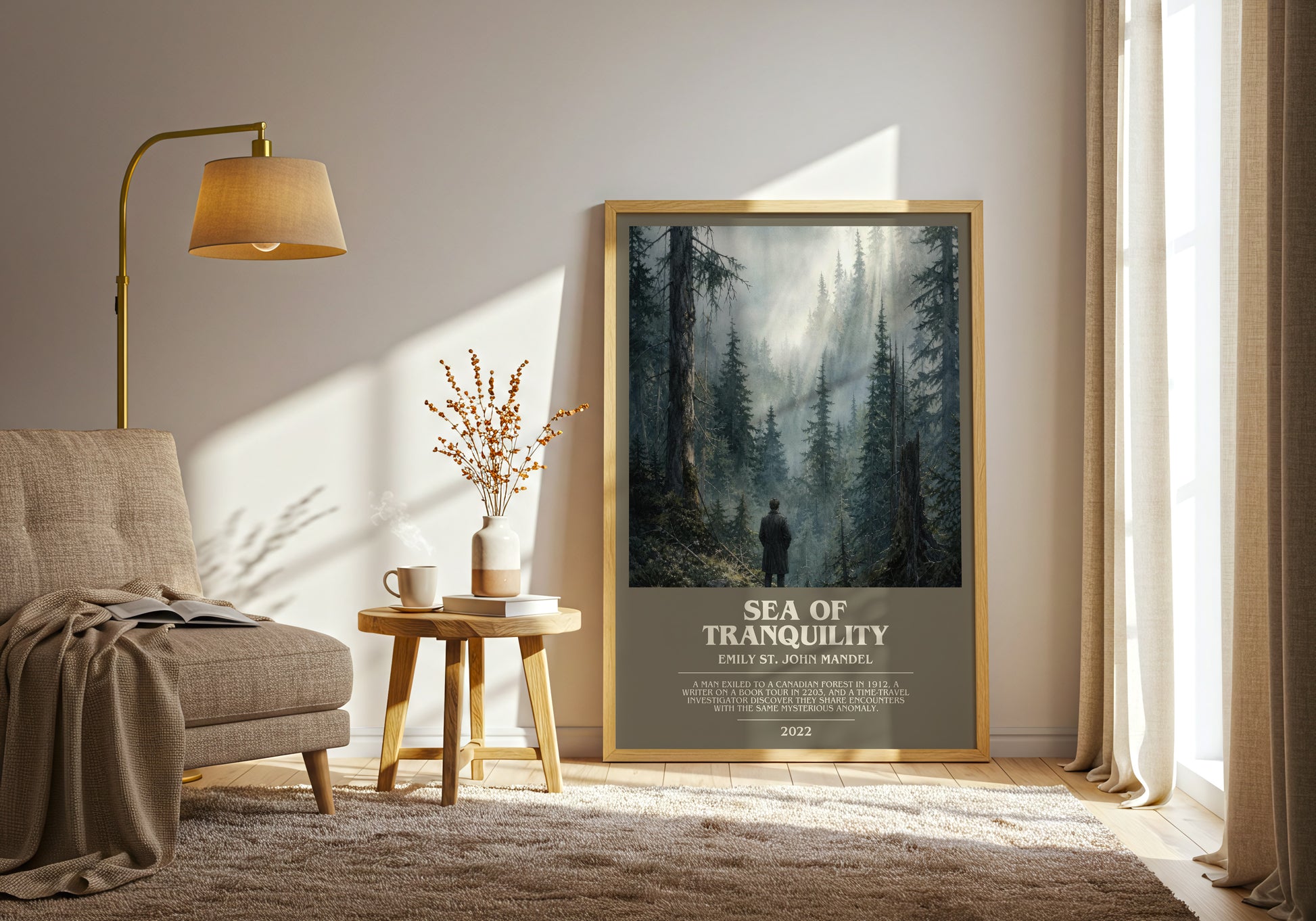 Sea Of Tranquility bookish print on bookshelf – Emily St. John Mandel fan gift