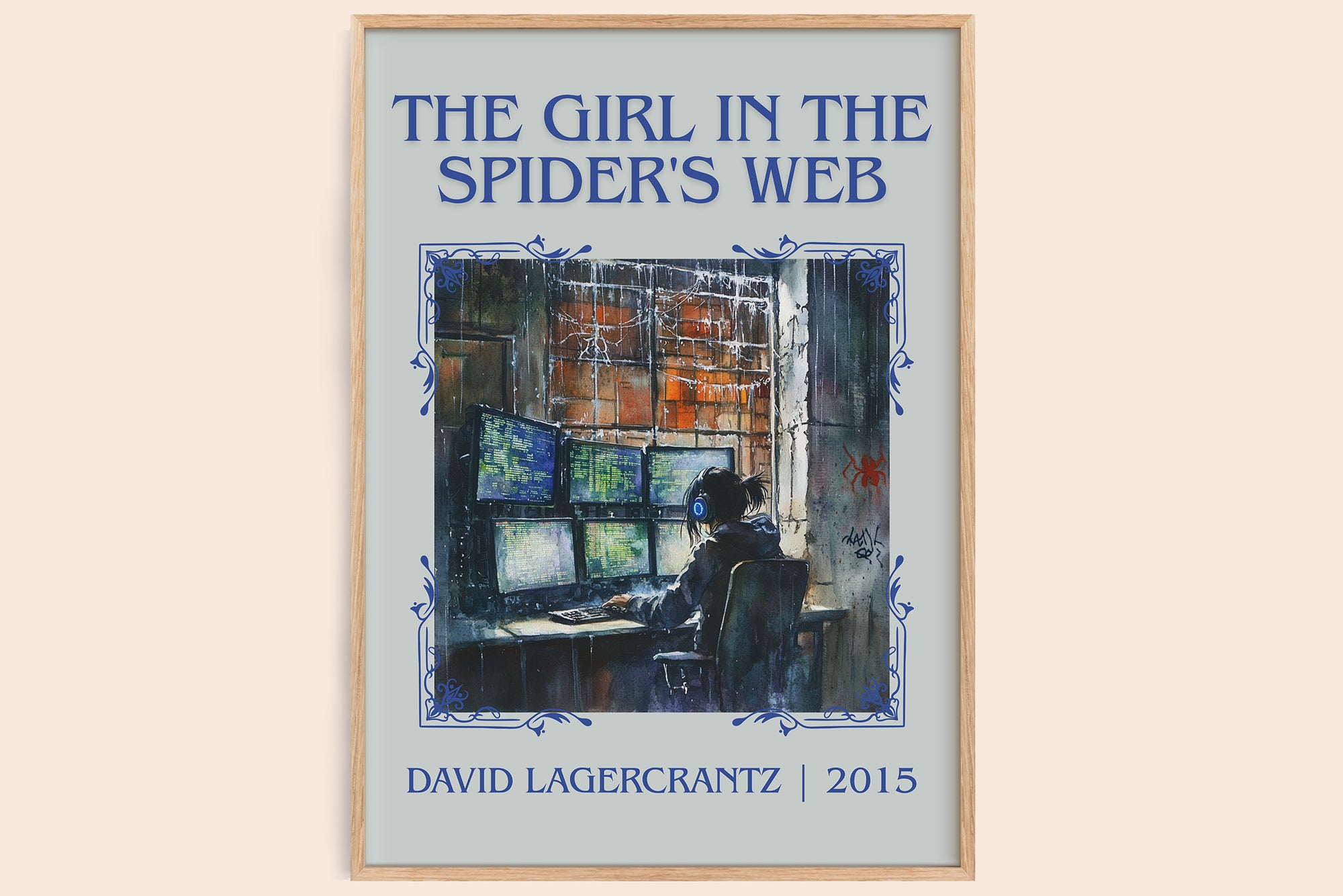 The Girl In The Spider's Web classic book art book poster by David Lagercrantz – framed literary art print