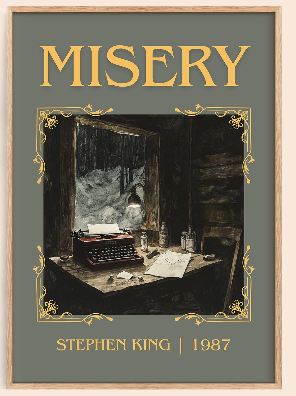 Misery classic book art book poster by Stephen King – framed literary art print