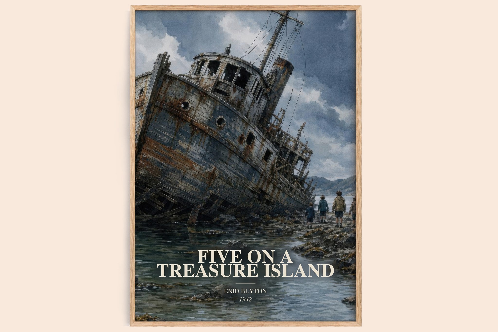 Five On A Treasure Island Book Watercolour Illustration by Enid Blyton