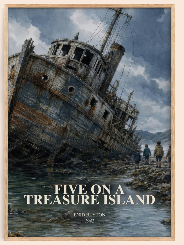 Five On A Treasure Island Book Watercolour Illustration by Enid Blyton