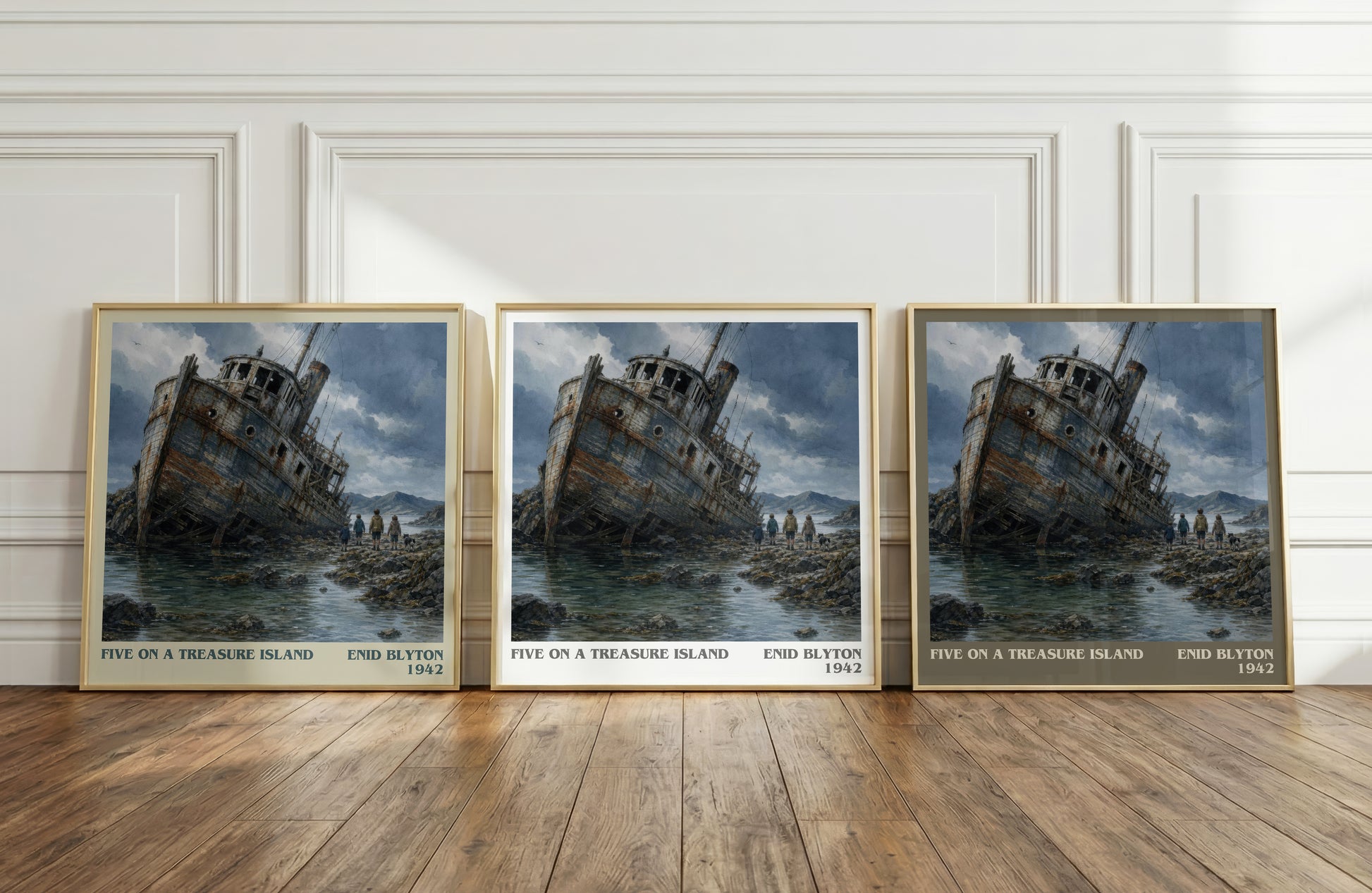 Five On A Treasure Island literary art print colour and style options – Enid Blyton book art