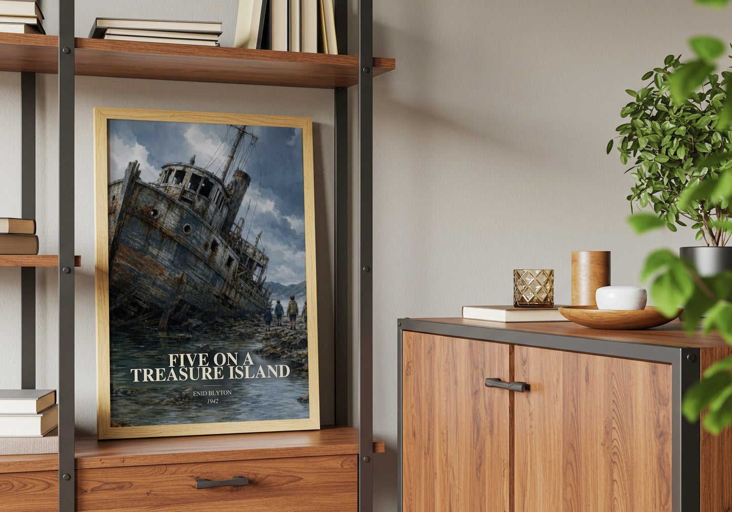 Five On A Treasure Island book watercolour illustration paper finish options – matte satin gloss