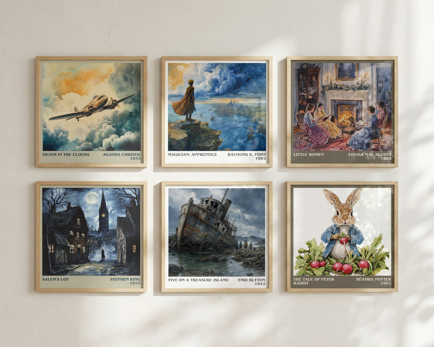 Five On A Treasure Island literary print framed by window – literary home decor