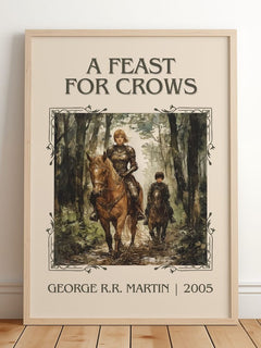 A Feast For Crows Classic Book Art Print by George R.R. Martin – framed print leaning on a wooden floor