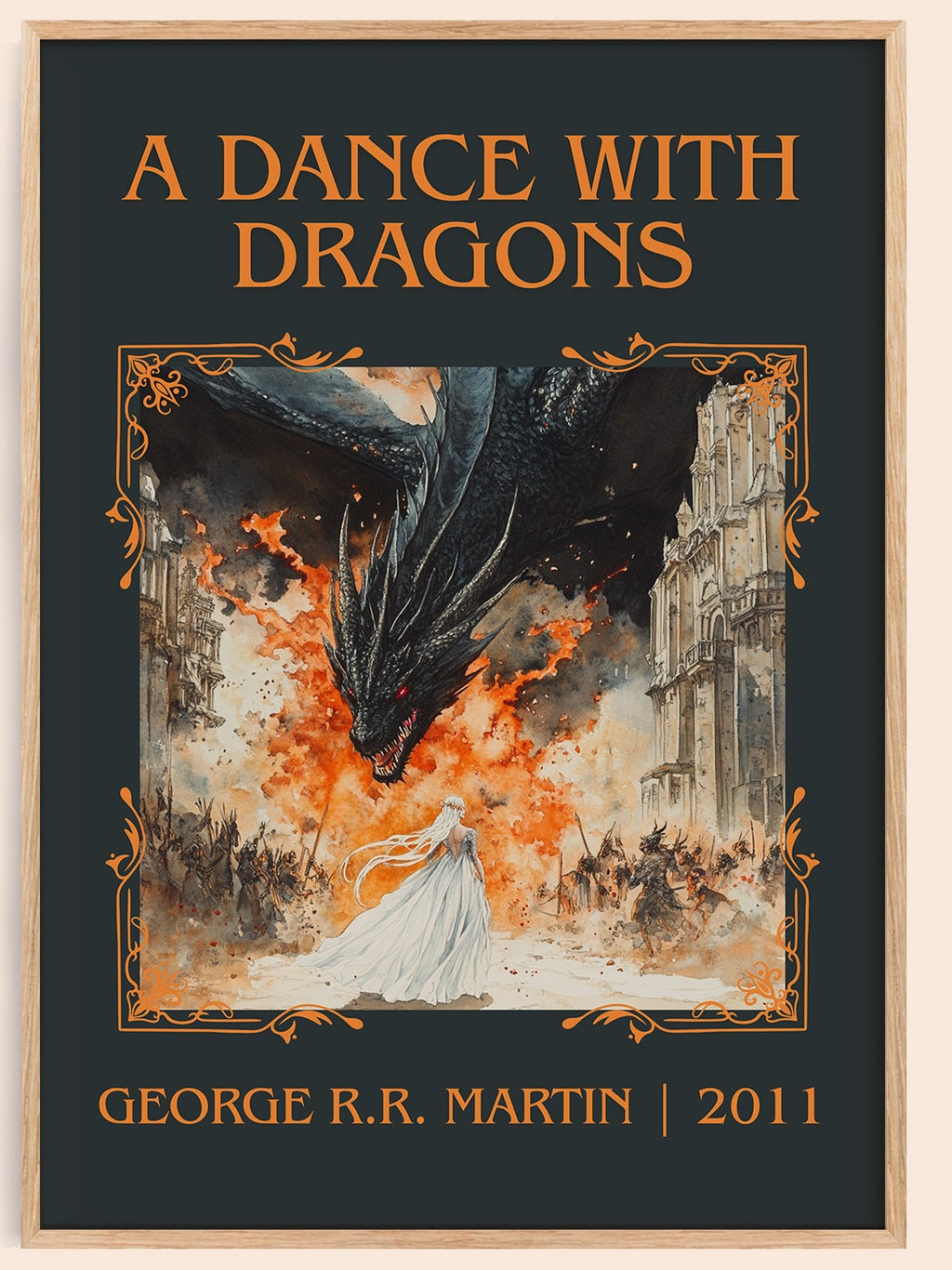 A Dance With Dragons classic book art book poster by George R.R. Martin – framed literary art print