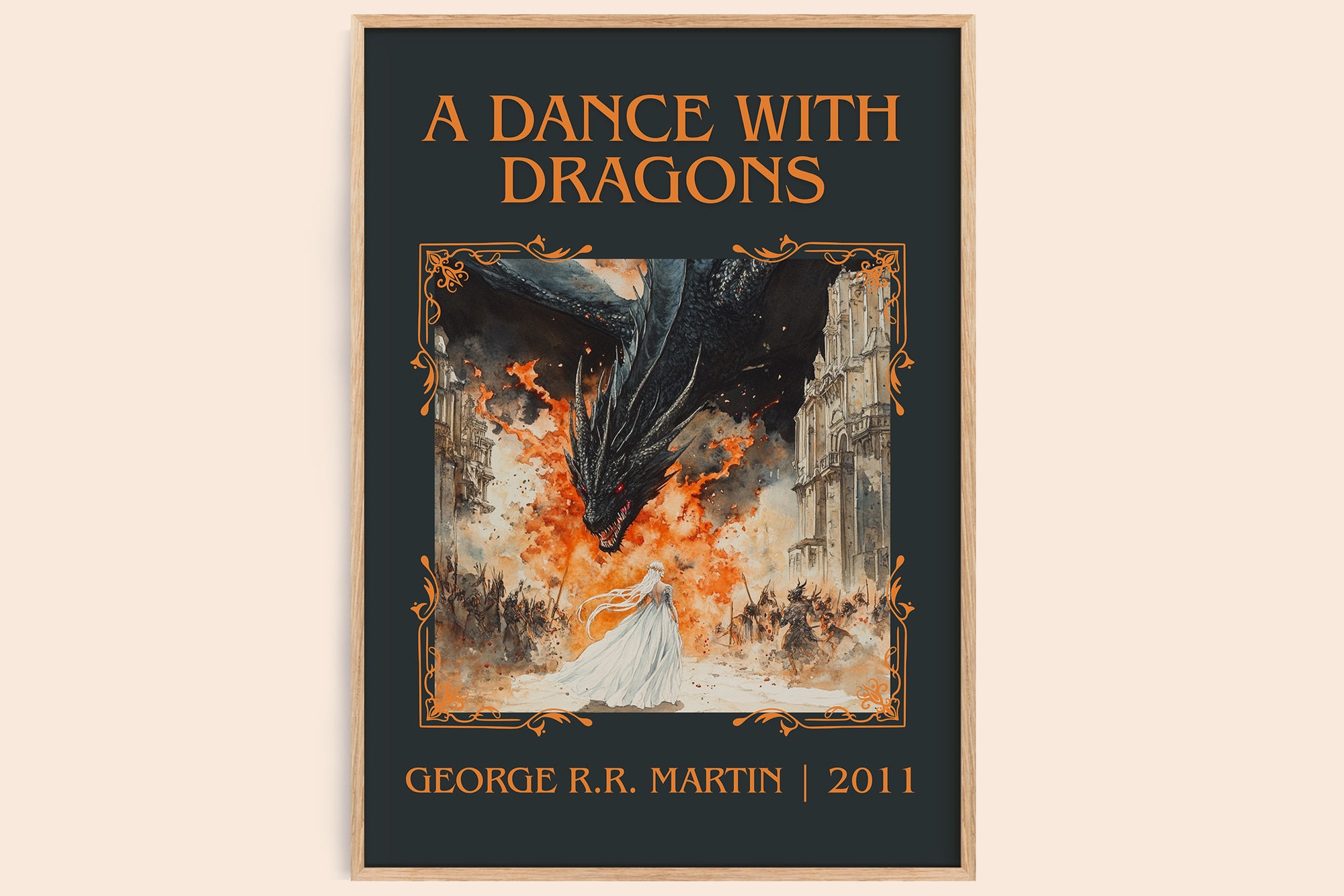 A Dance With Dragons classic book art book poster by George R.R. Martin – framed literary art print