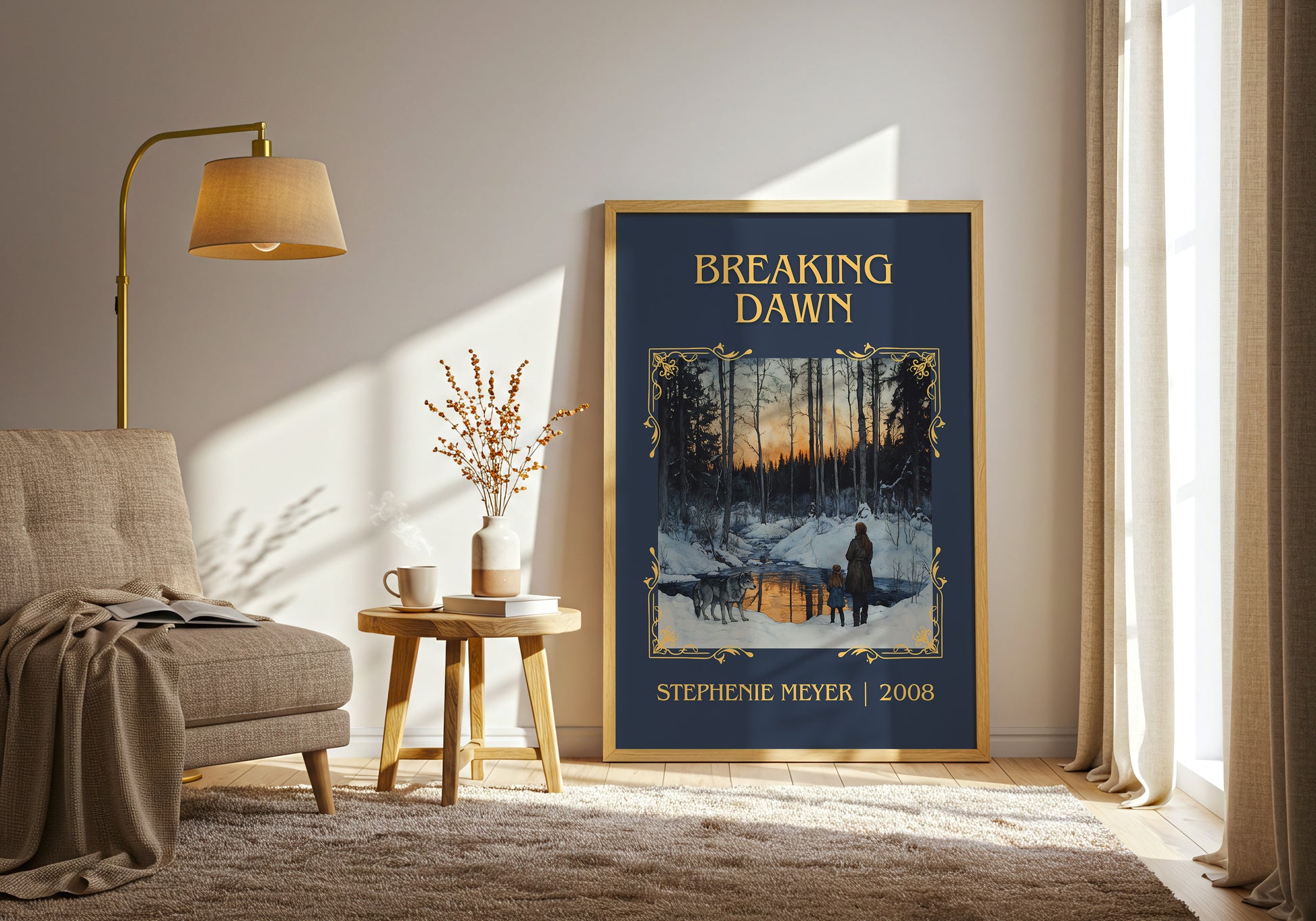 Breaking Dawn classic book art print in frame leaning in hallway – romance wall art