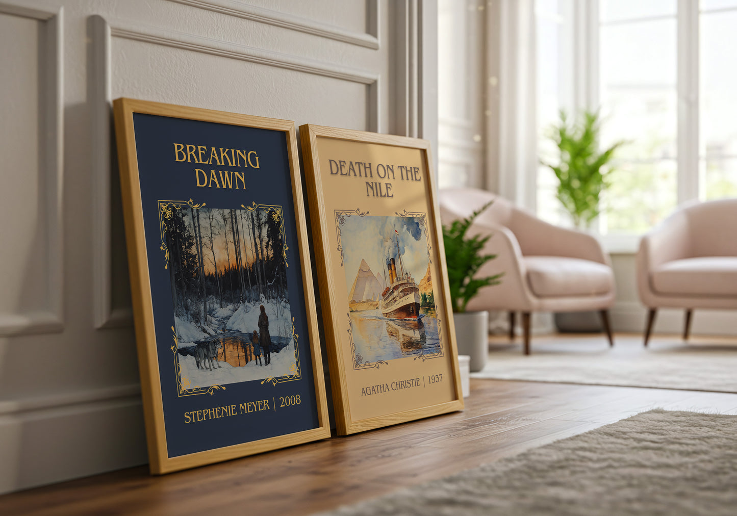 Breaking Dawn classic book art print framed by window – literary home decor