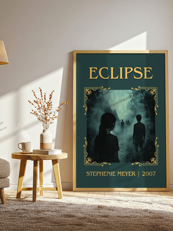 Eclipse classic book art print in frame leaning in hallway – young adult wall art
