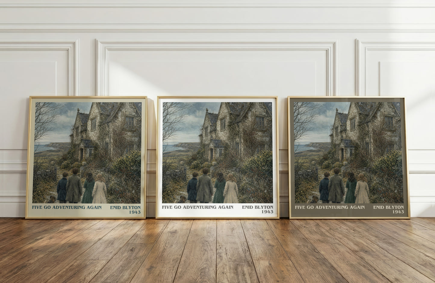 Five Go Adventuring Again literary art print colour and style options – Enid Blyton book art