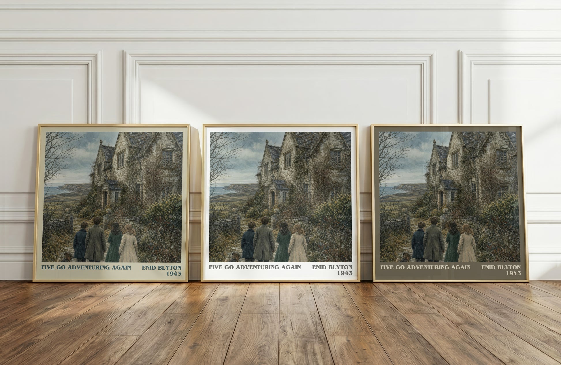 Five Go Adventuring Again literary art print colour and style options – Enid Blyton book art