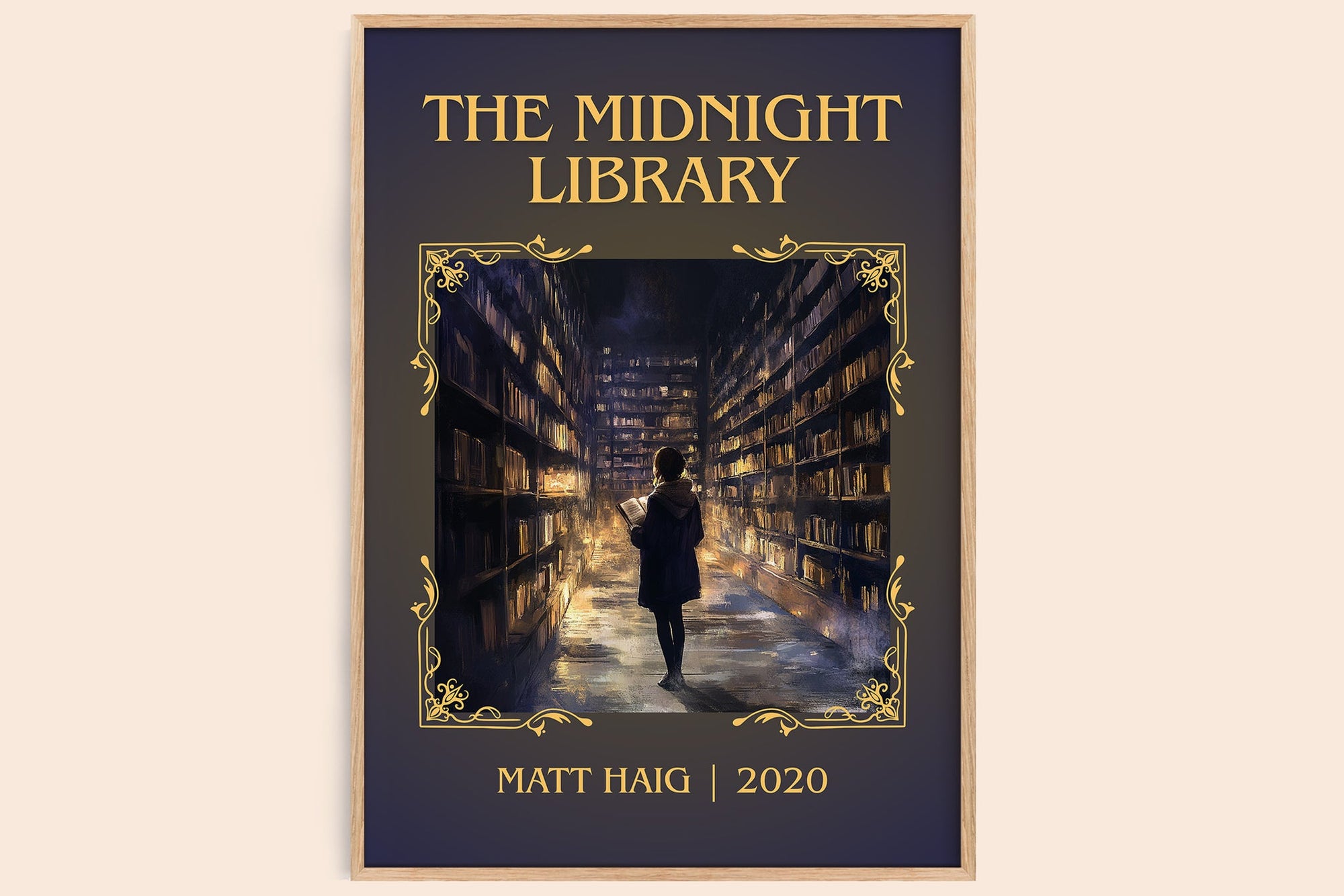 The Midnight Library classic book art book poster by Matt Haig – framed literary art print