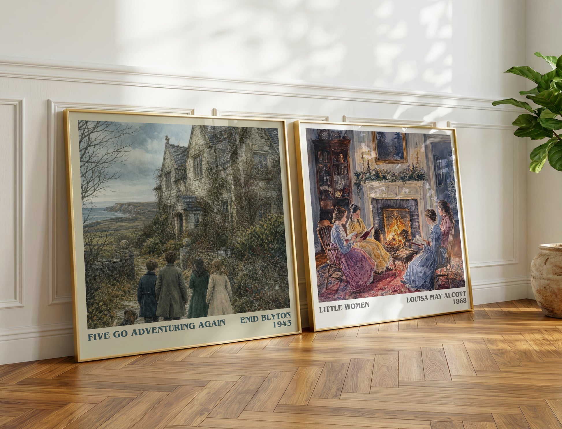 Five Go Adventuring Again literary print on bookshelf – Enid Blyton fan gift