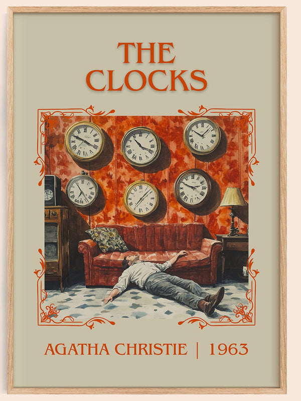 The Clocks classic book art book poster by Agatha Christie – framed literary art print