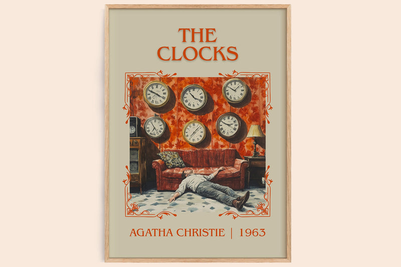 The Clocks classic book art book poster by Agatha Christie – framed literary art print