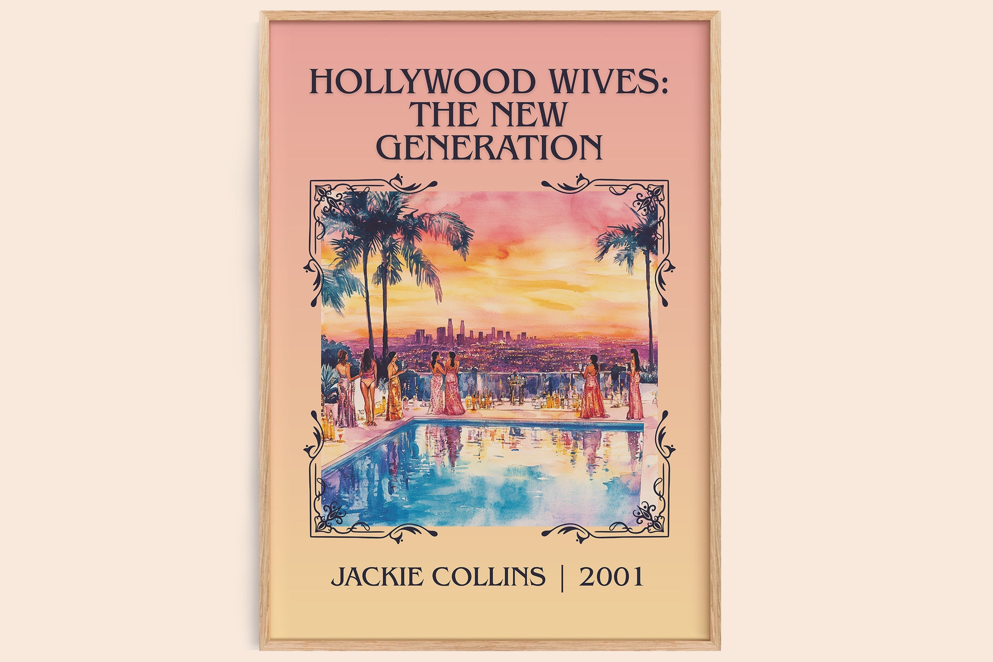 Hollywood Wives: The New Generation classic book art book poster by Jackie Collins – framed literary art print