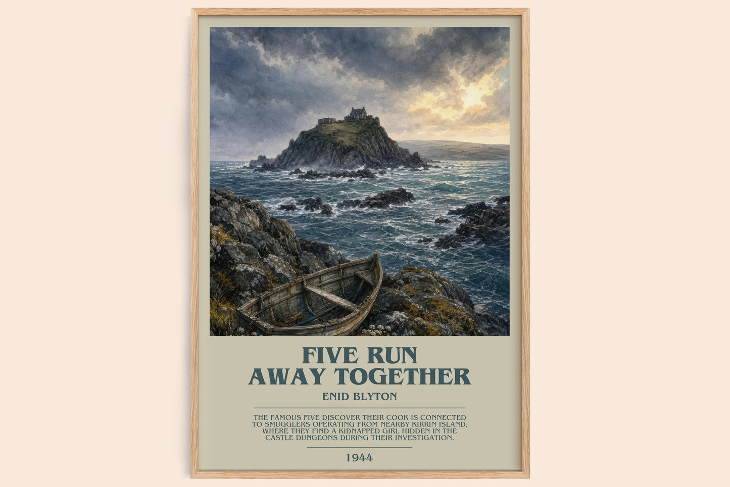 Five Run Away Together bookish book poster by Enid Blyton – framed literary art print