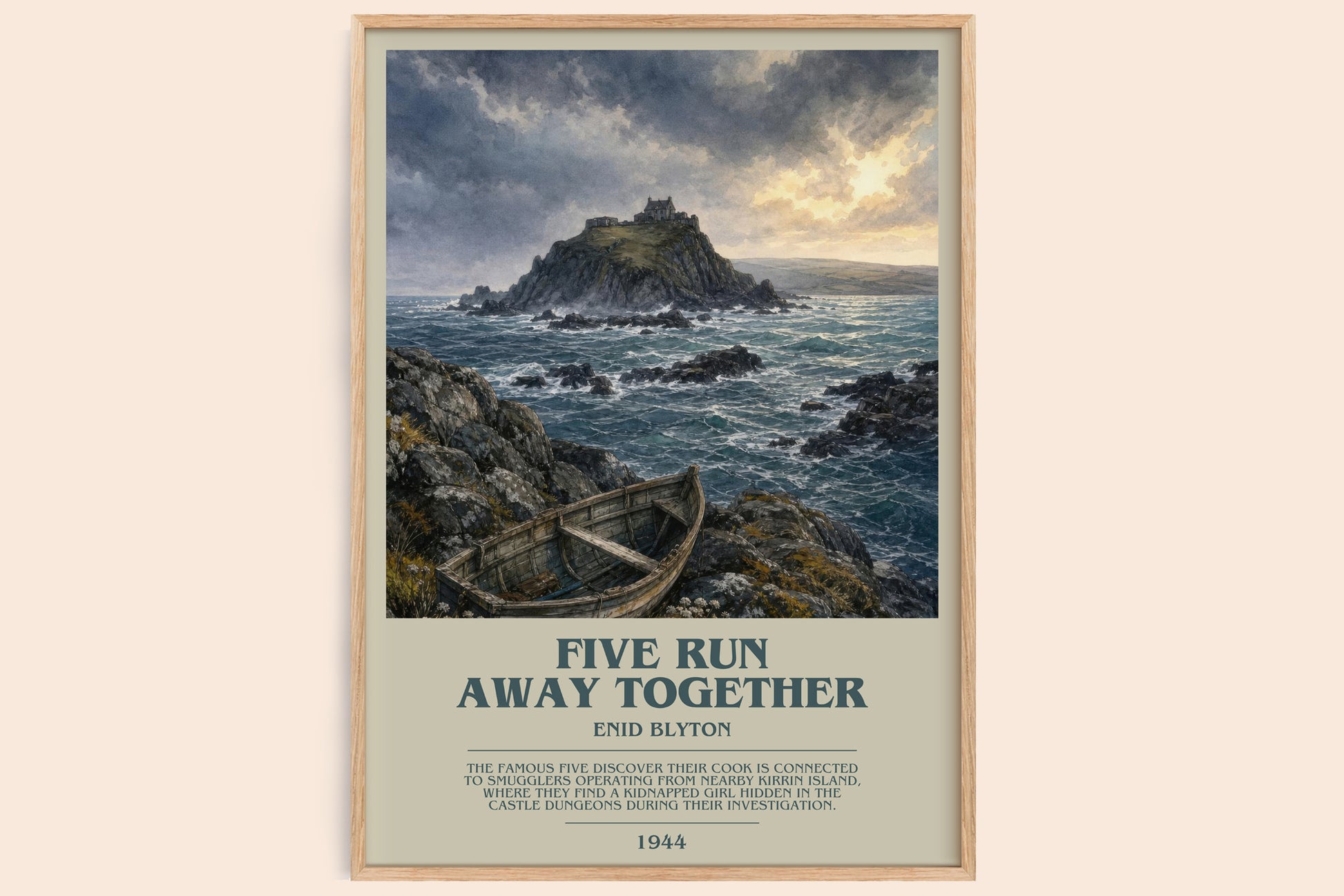 Five Run Away Together bookish book poster by Enid Blyton – framed literary art print