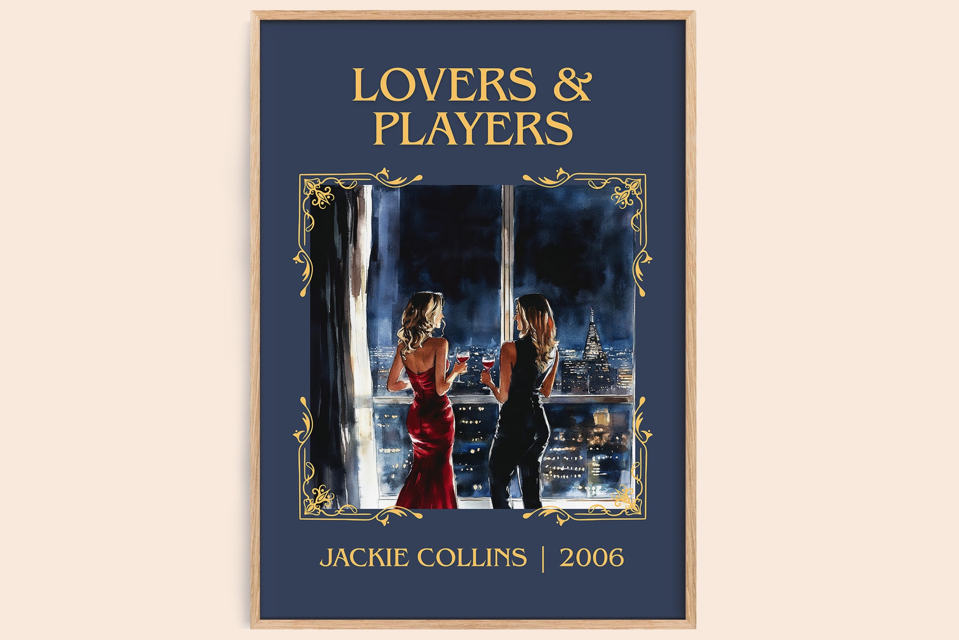 Lovers and Players classic book art book poster by Jackie Collins – framed literary art print