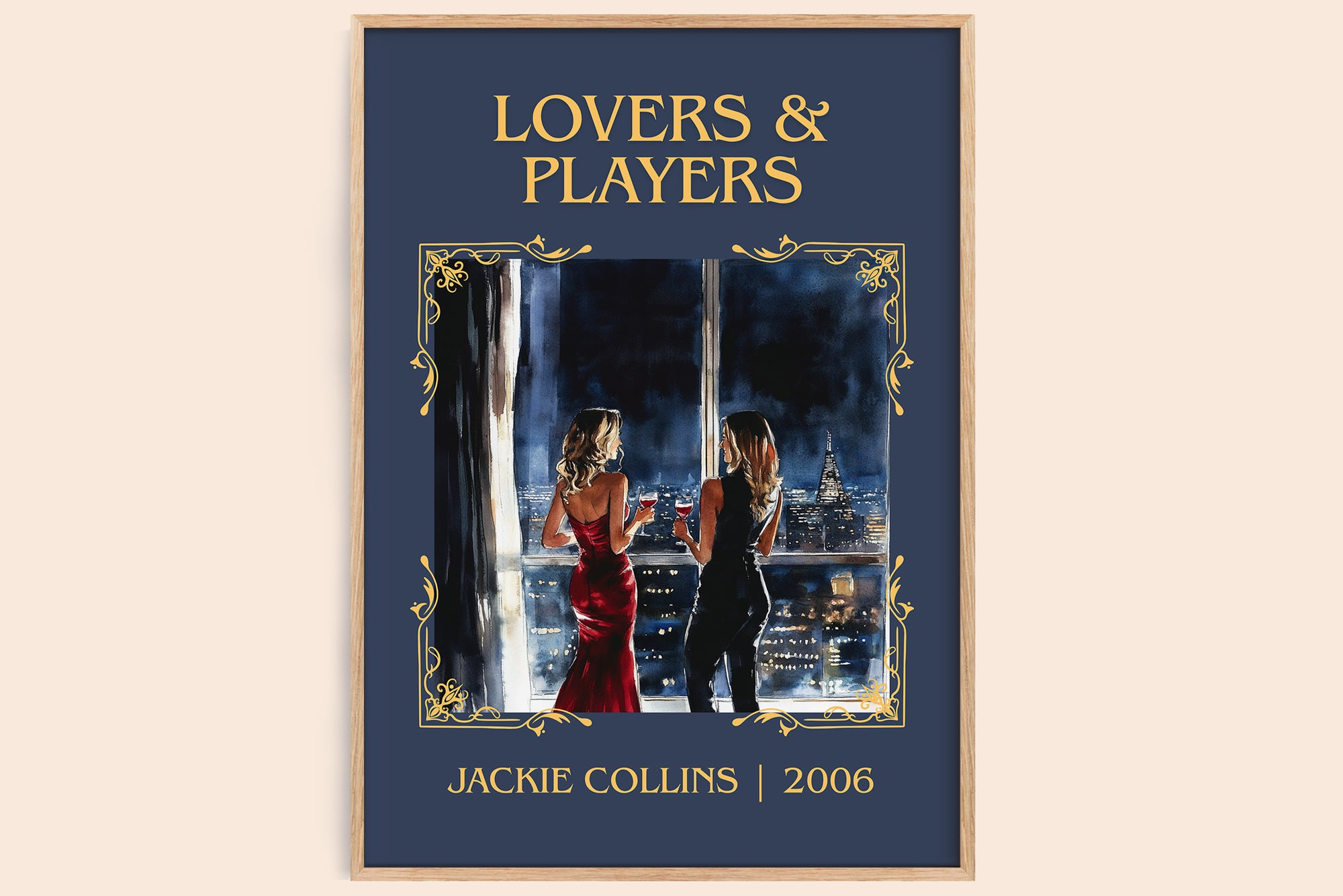 Lovers and Players classic book art book poster by Jackie Collins – framed literary art print