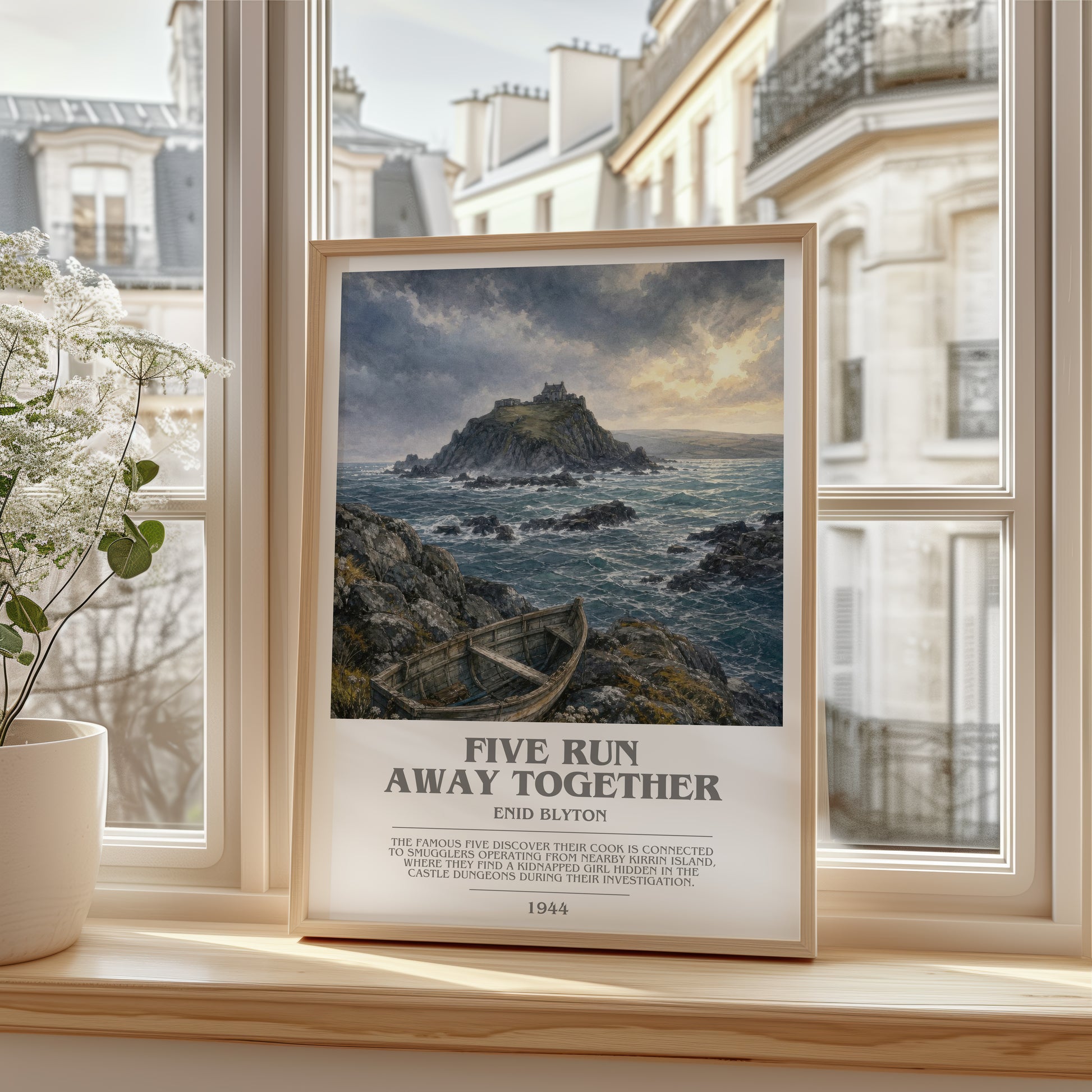 Five Run Away Together bookish poster colour and style options – Enid Blyton book art