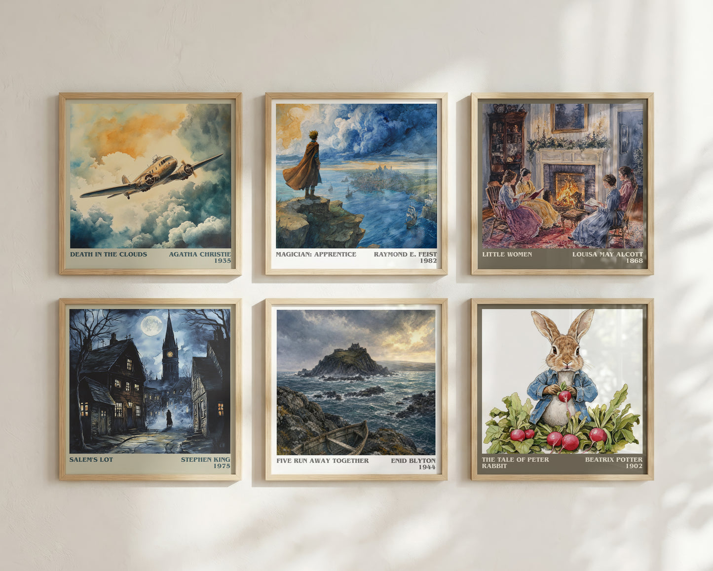 Five Run Away Together literary print framed by window – literary home decor
