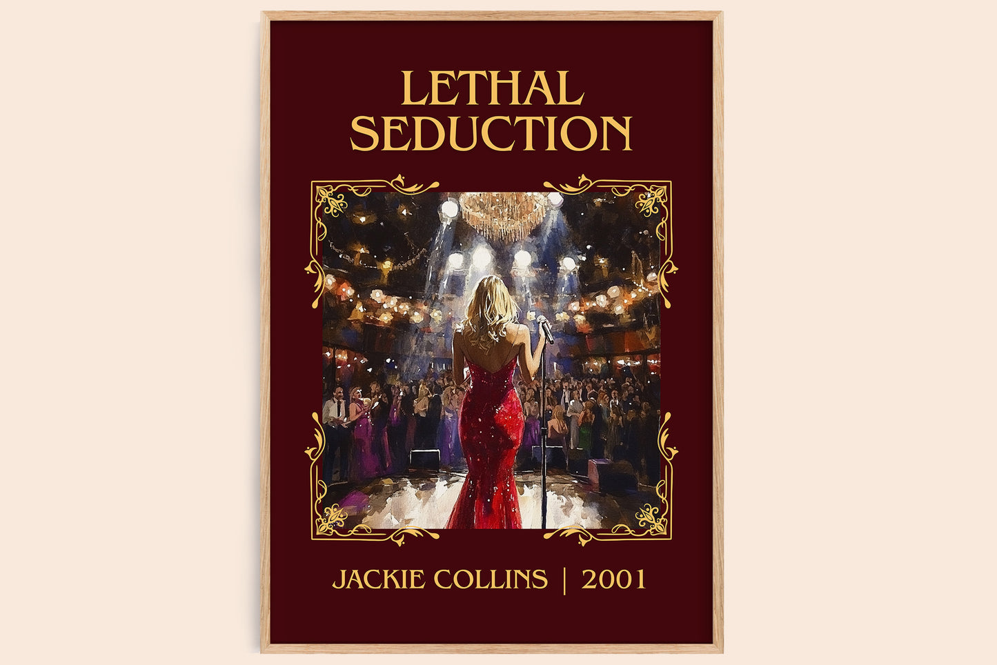 Lethal Seduction classic book art book poster by Jackie Collins – framed literary art print