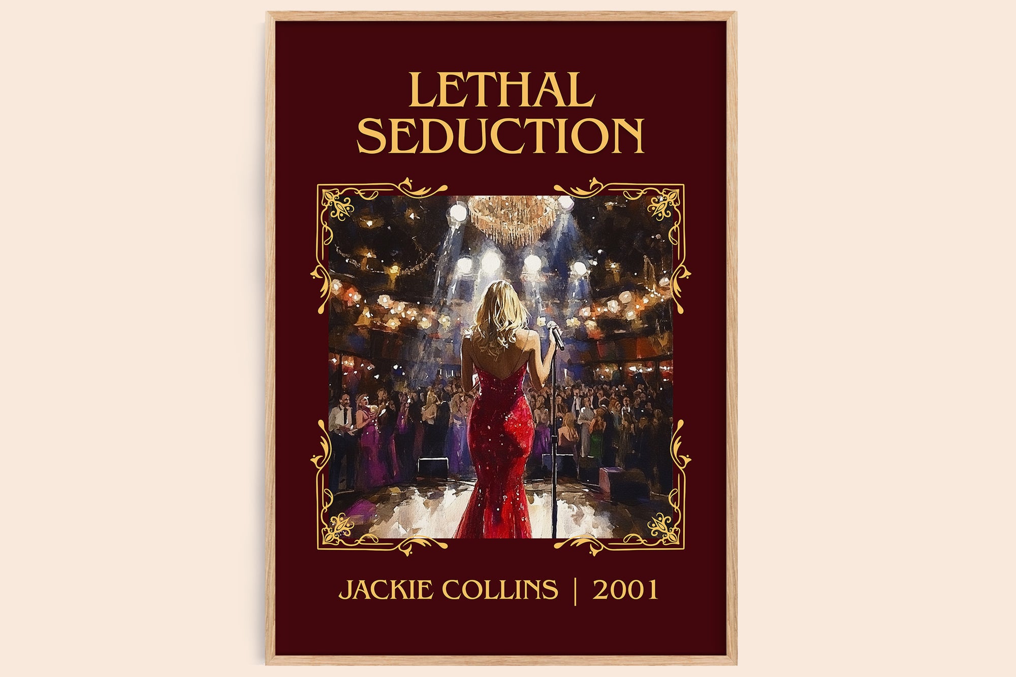 Lethal Seduction classic book art book poster by Jackie Collins – framed literary art print