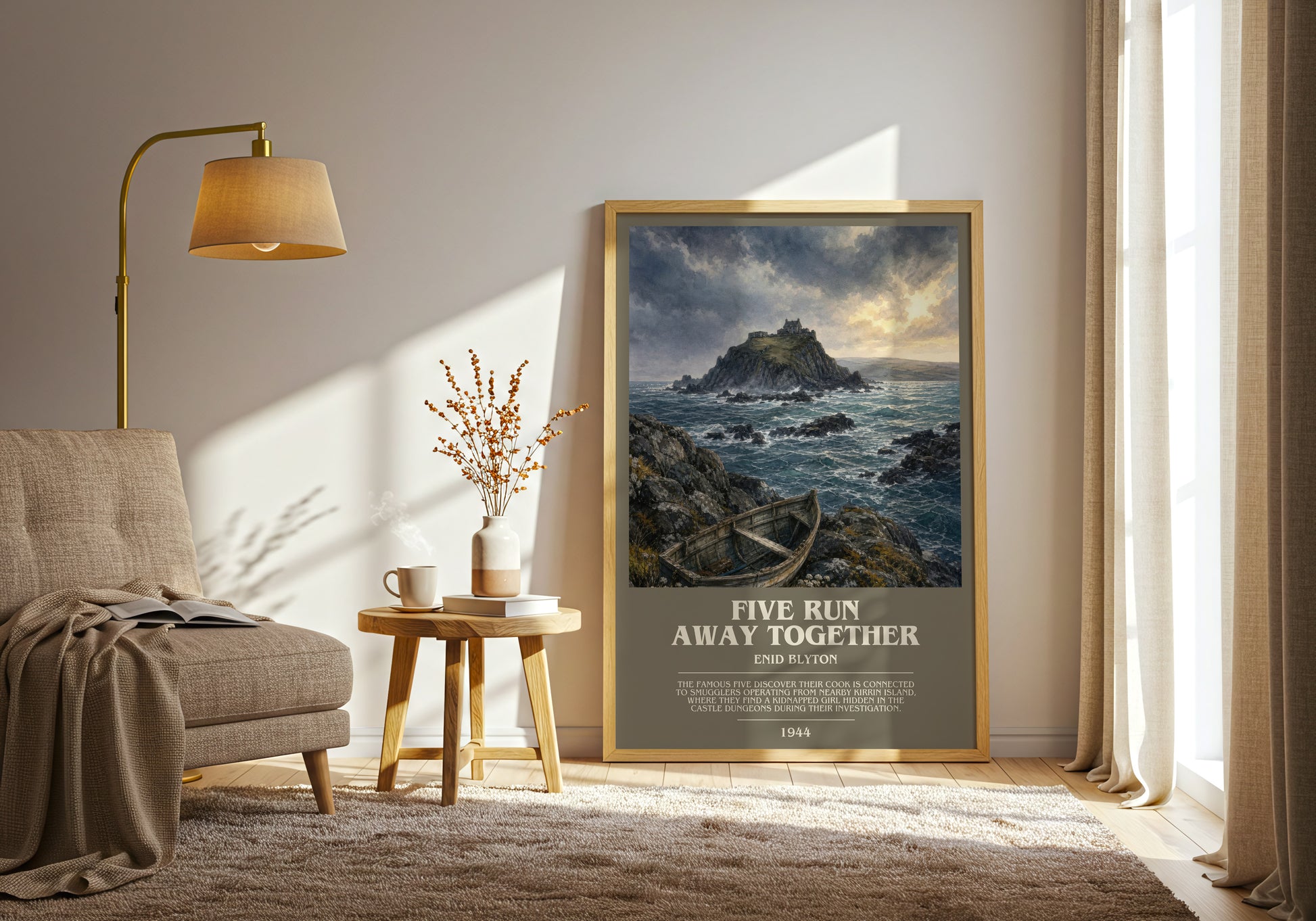 Five Run Away Together bookish print on bookshelf – Enid Blyton fan gift