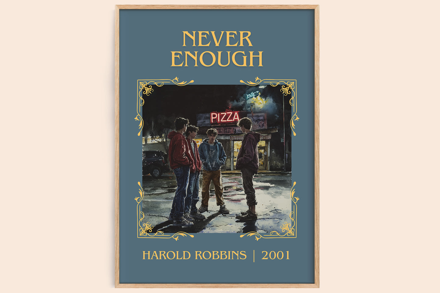 Never Enough classic book art book poster by Harold Robbins – framed literary art print