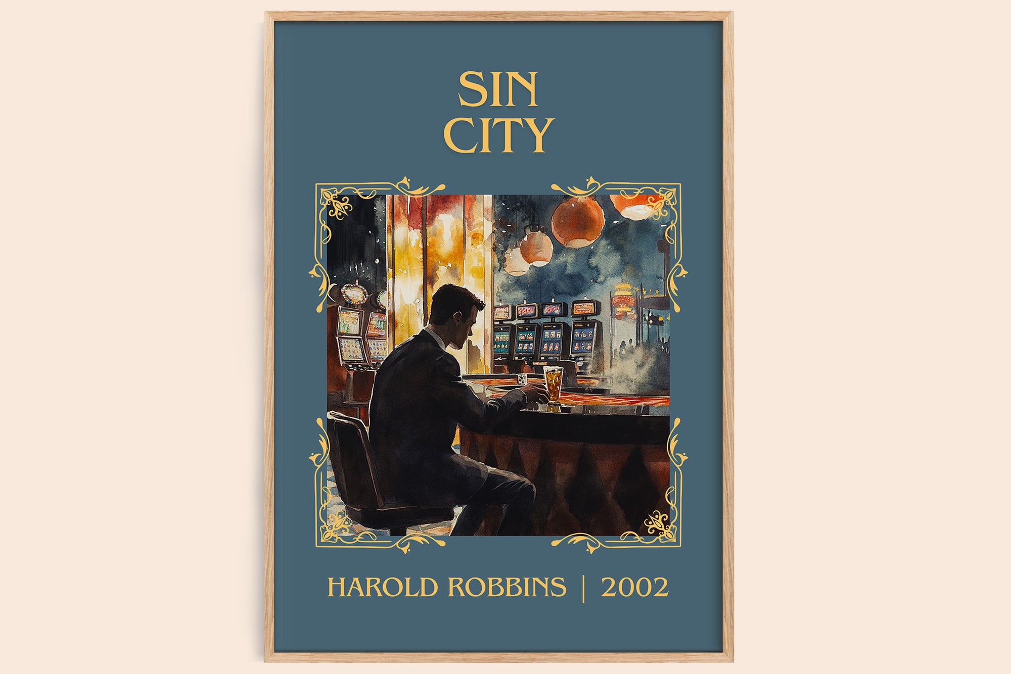 Sin City classic book art book poster by Harold Robbins – framed literary art print