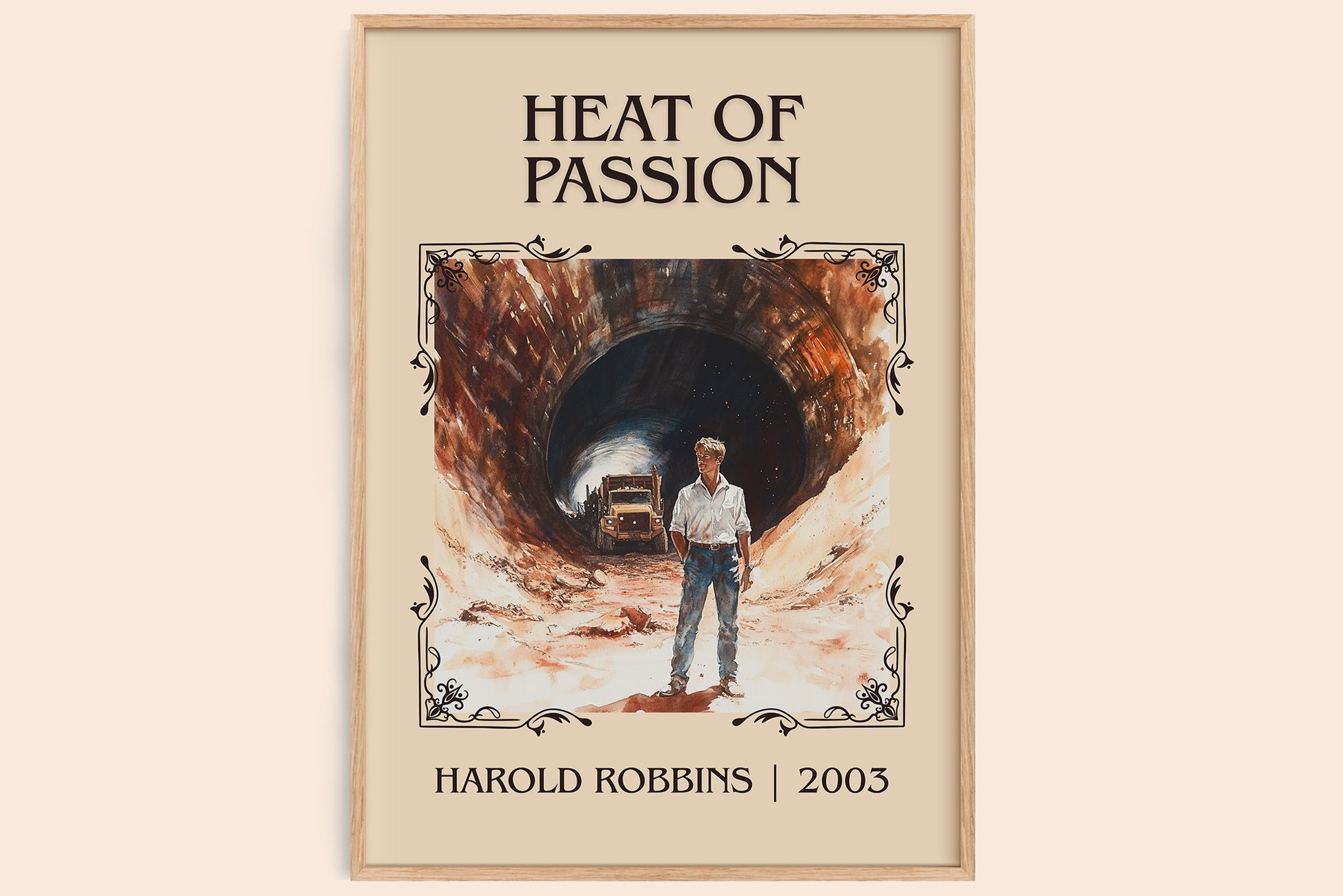 Heat of Passion classic book art book poster by Harold Robbins – framed literary art print