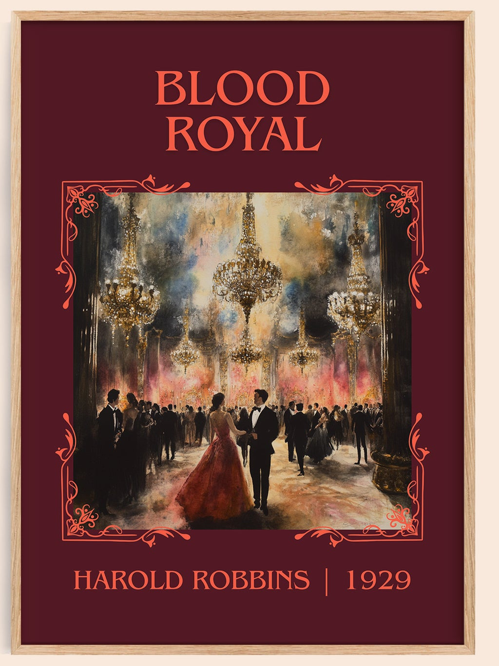 Blood Royal classic book art book poster by Harold Robbins – framed literary art print