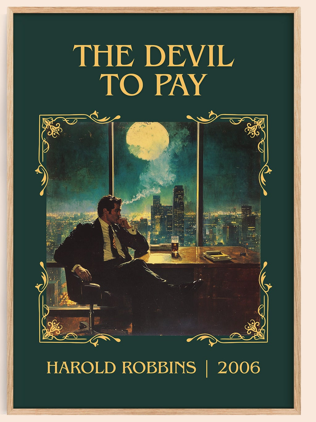 The Devil To Pay classic book art book poster by Harold Robbins – framed literary art print