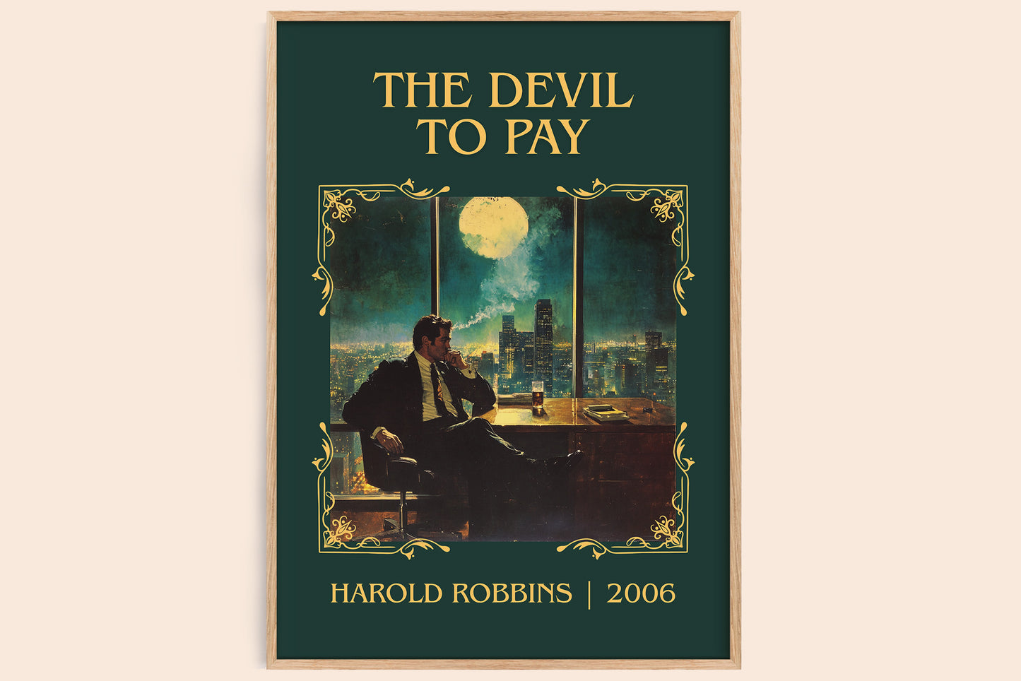 The Devil To Pay classic book art book poster by Harold Robbins – framed literary art print
