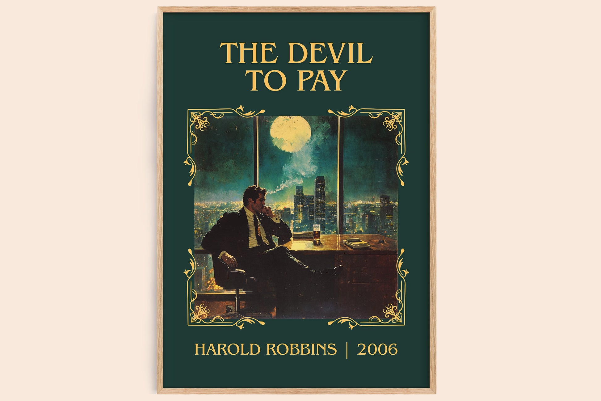 The Devil To Pay classic book art book poster by Harold Robbins – framed literary art print