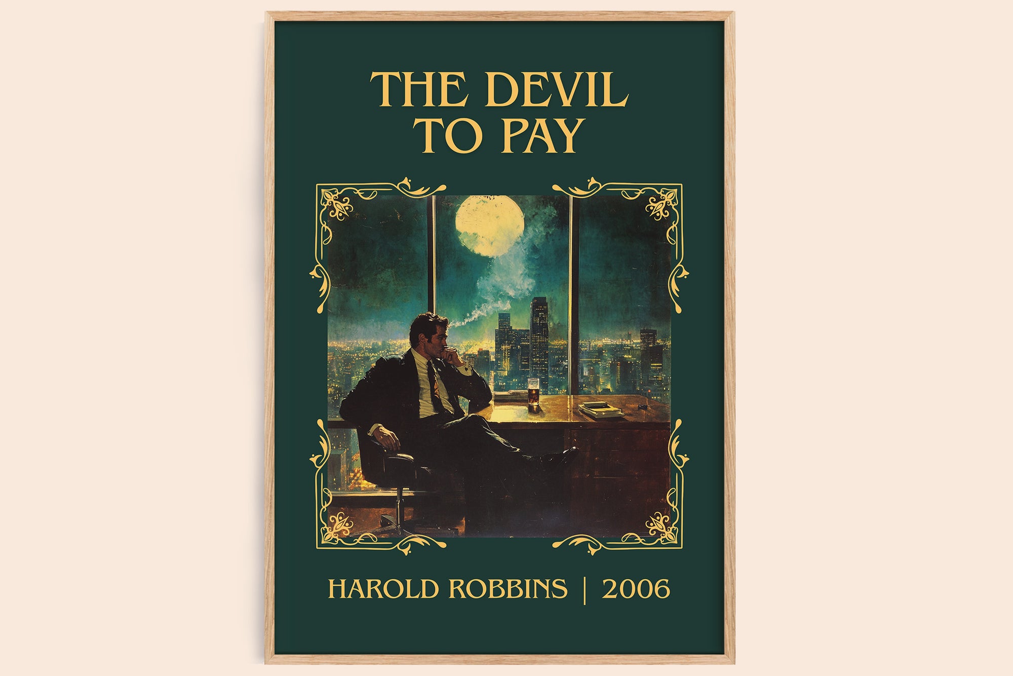 The Devil To Pay classic book art book poster by Harold Robbins – framed literary art print