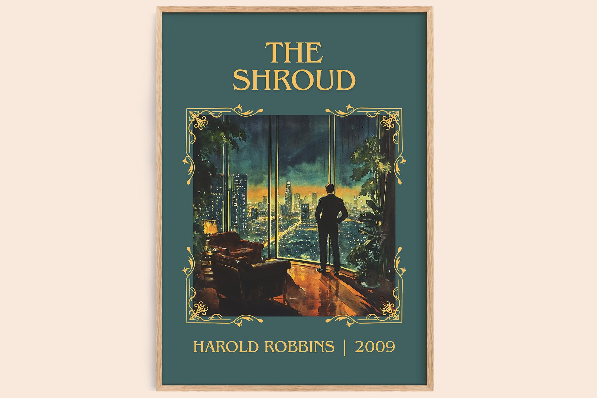 The Shroud classic book art book poster by Harold Robbins – framed literary art print