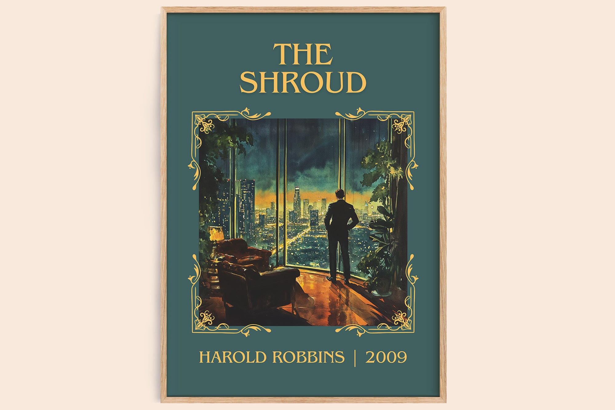 The Shroud classic book art book poster by Harold Robbins – framed literary art print