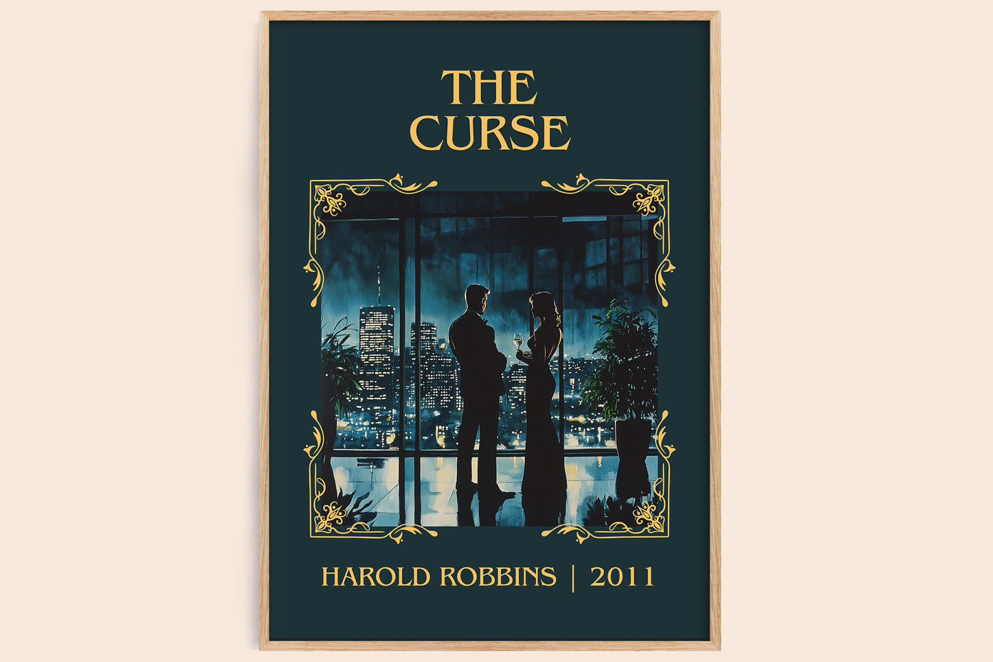 The Curse classic book art book poster by Harold Robbins – framed literary art print