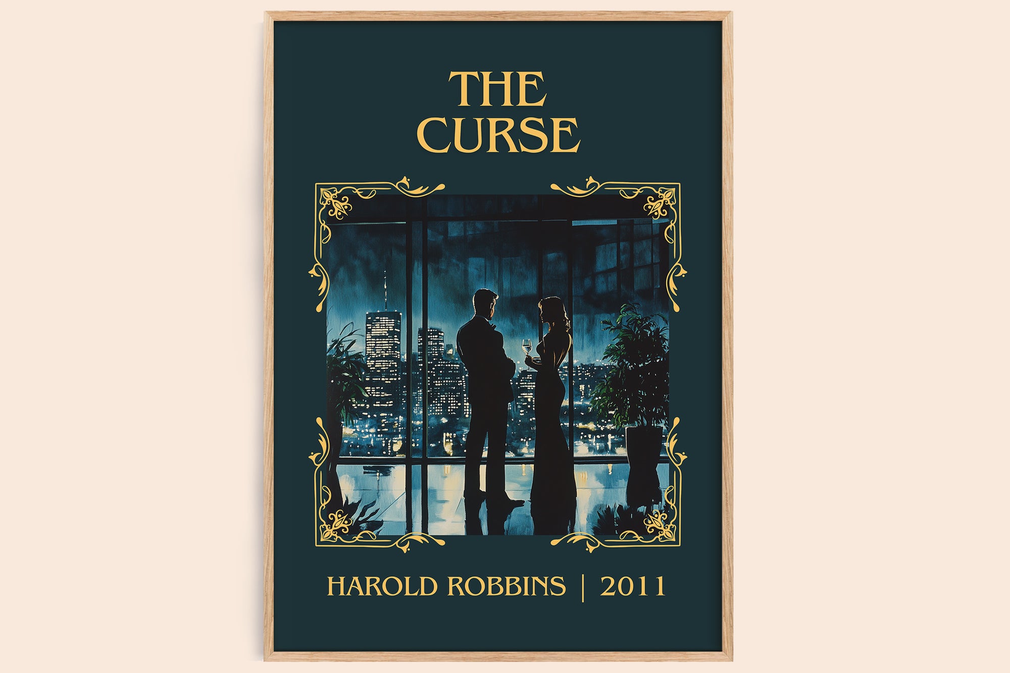 The Curse classic book art book poster by Harold Robbins – framed literary art print
