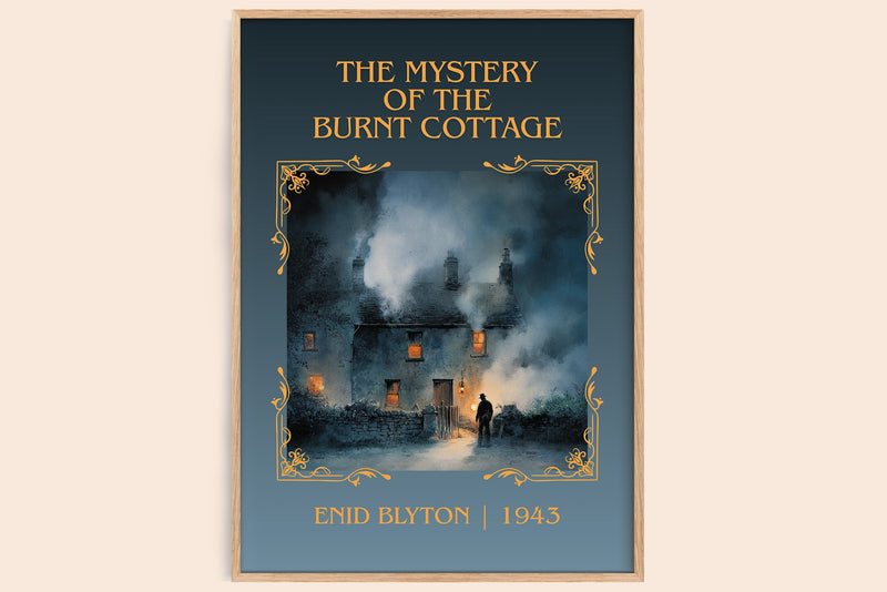 The Mystery of the Burnt Cottage classic book art book poster by Enid Blyton – framed literary art print