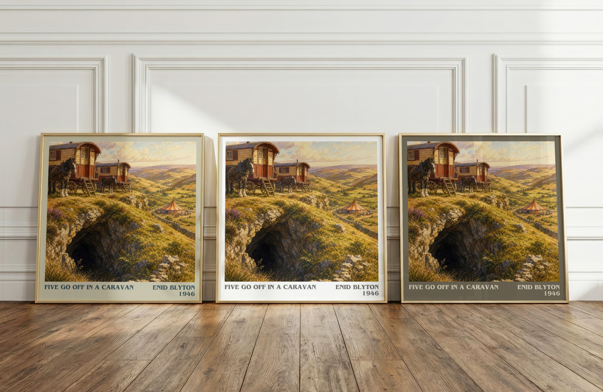 Five Go Off In A Caravan literary art print colour and style options – Enid Blyton book art