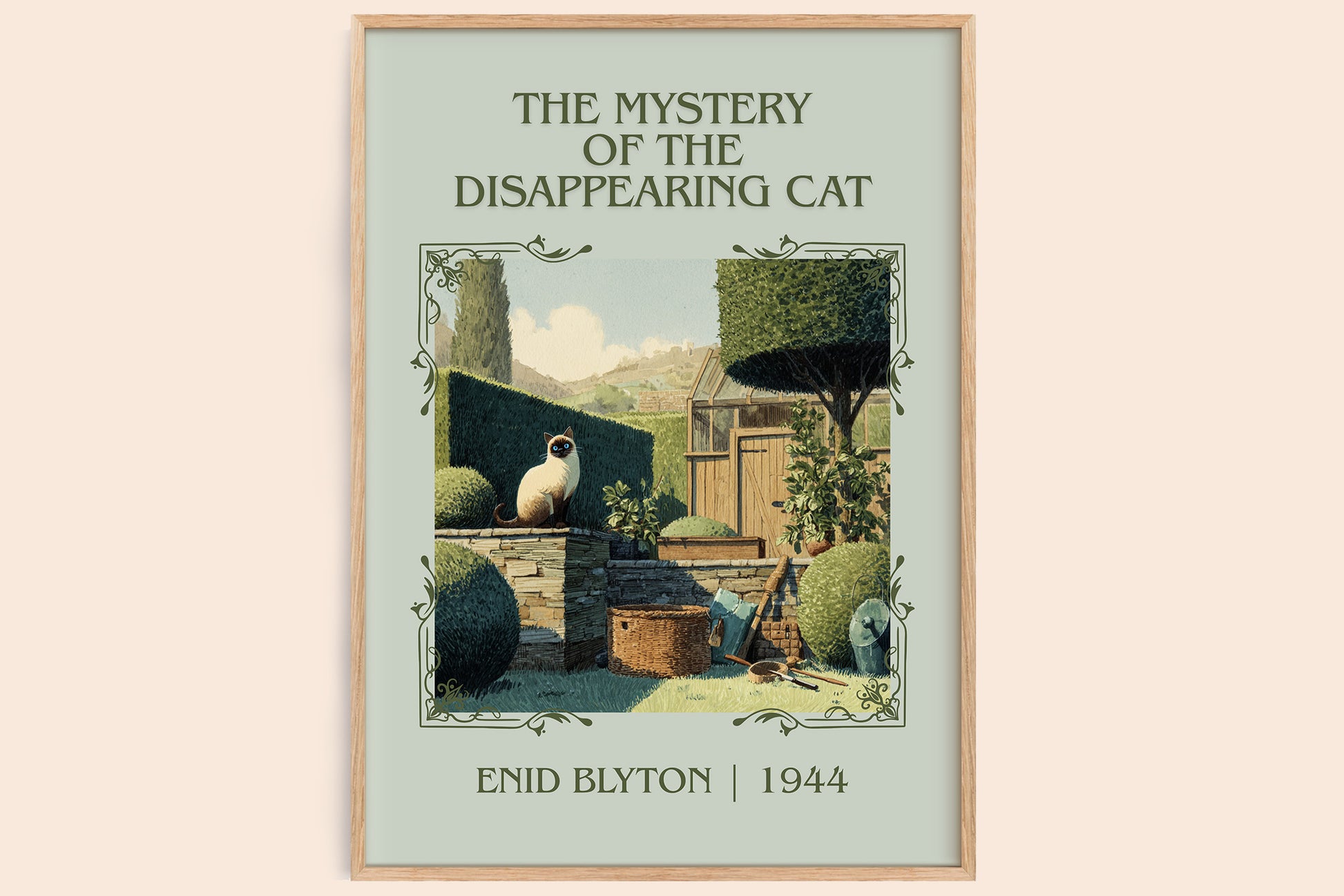 The Mystery of the Disappearing Cat classic book art book poster by Enid Blyton – framed literary art print