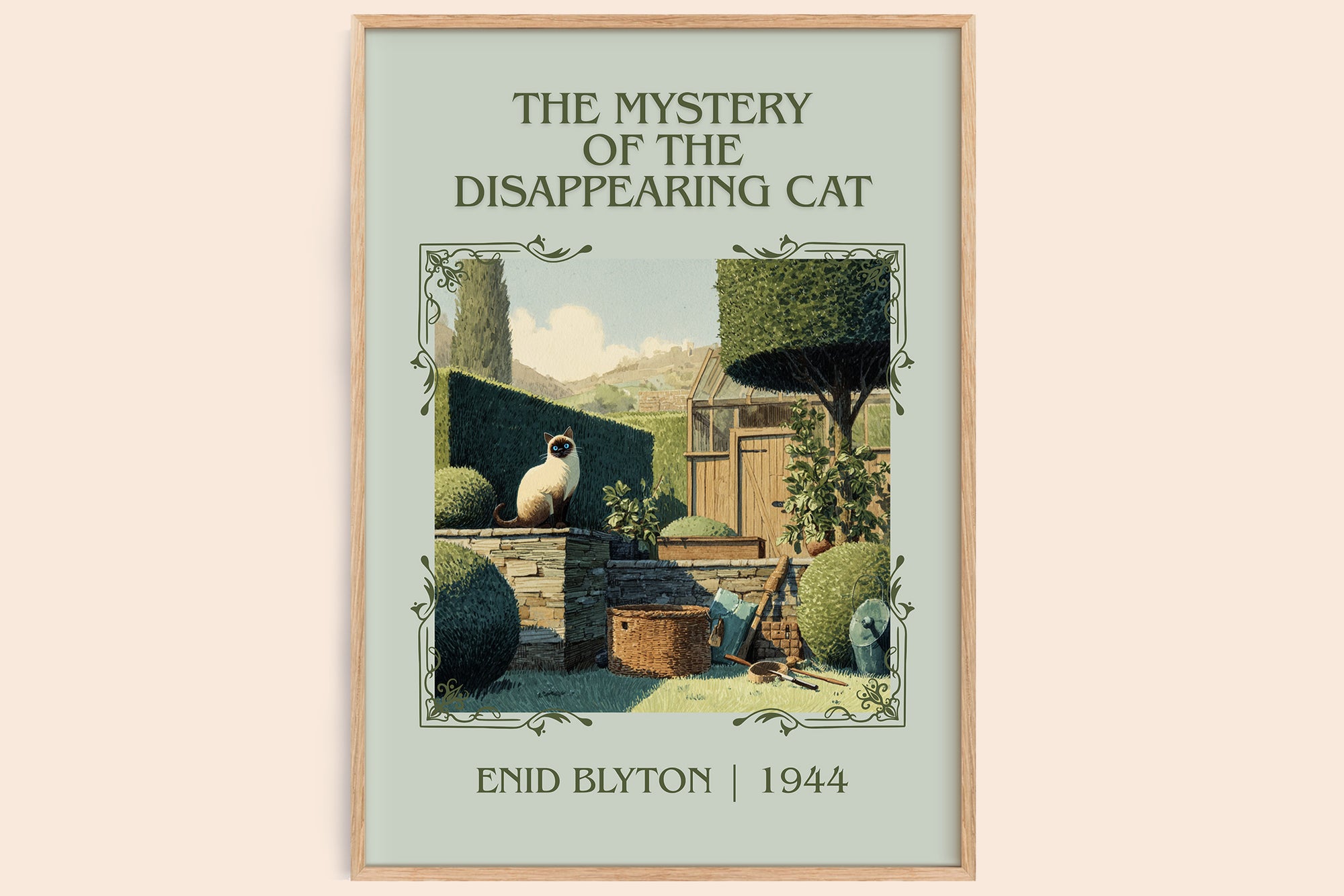 The Mystery of the Disappearing Cat classic book art book poster by Enid Blyton – framed literary art print