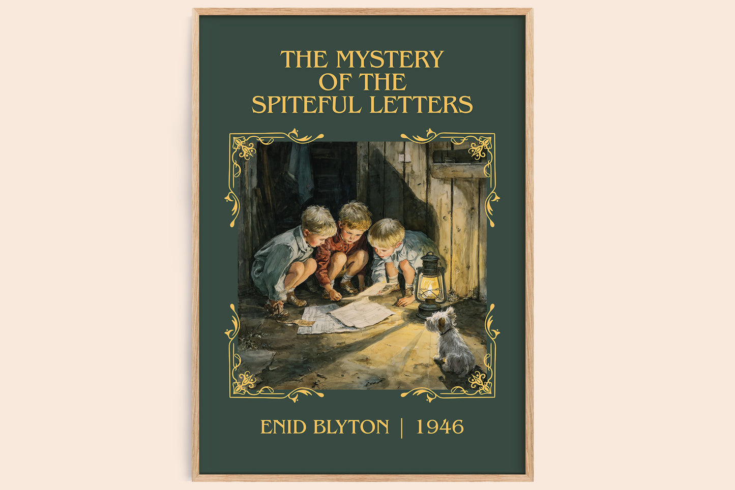The Mystery Of The Spiteful Letters classic book art book poster by Enid Blyton – framed literary art print