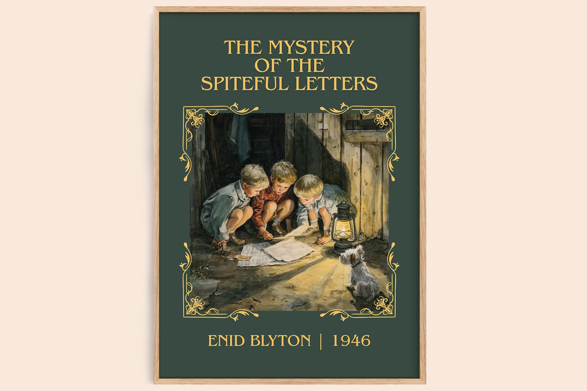 The Mystery Of The Spiteful Letters classic book art book poster by Enid Blyton – framed literary art print
